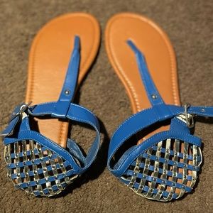 Crochet metallic sandals